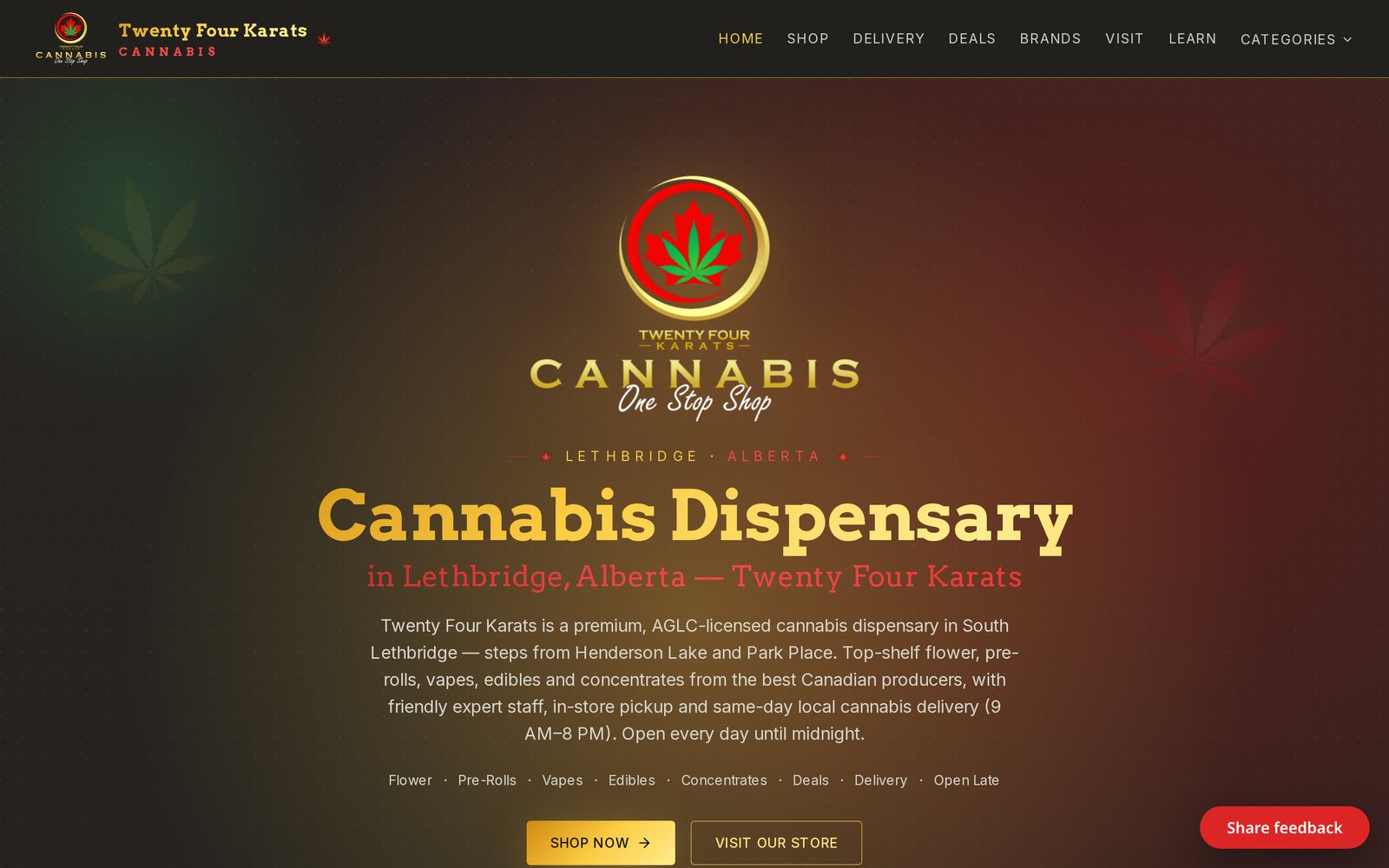 24K Cannabis website homepage